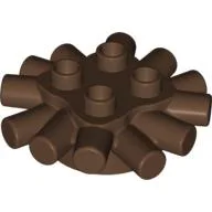 Duplo Brick Round 2 x 2 with Radiating Bars (Camp Fire / Nest) / Brown