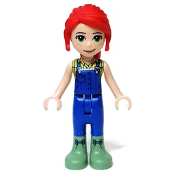 Mia - Bright Light Yellow Shirt, Blue Overalls, Sand Green Boots