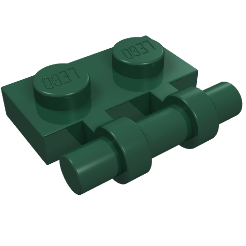 Lego Plate Special 1 x 2 Side Handle [Free Ends] / Dark Green