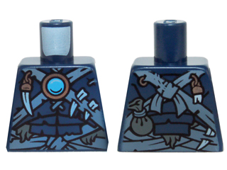 Lego Torso Vest with Straps, Pendants with Blue Chi Pattern