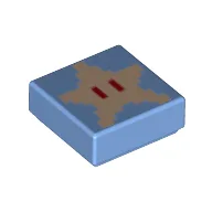 Tile 1 x 1 with Pixelated Star with Eyes Print / Medium Blue