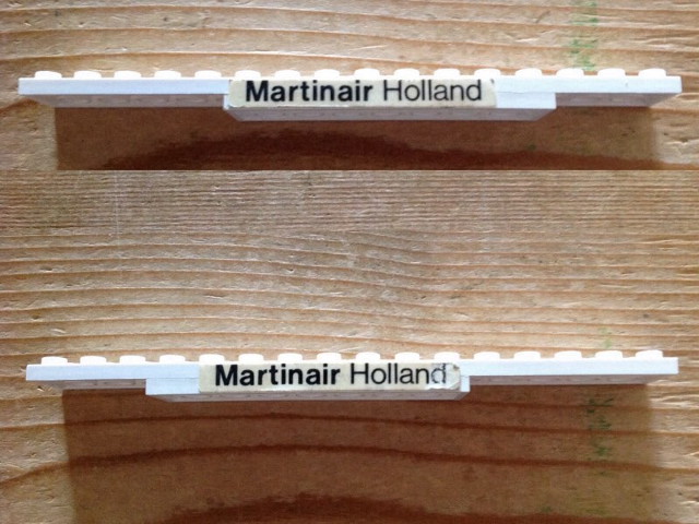 Lego Stickered Assembly 16 x 2 x 2/3 with Black 'Martinair Holland' Pattern on Both Sides (Stickers) - Set 1611-2
