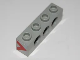 Technic, Brick 1 x 4 with Holes with Red Chevron Pattern on Both Sides (Stickers) - Set 8485