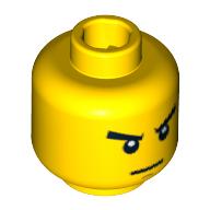 Lego Minifig Head Zane, Eyebrows, White Pupils, Thin Line Mouth Print / Yellow