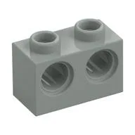 Technic Brick 1 x 2 [2 Pin Holes] / Light Gray