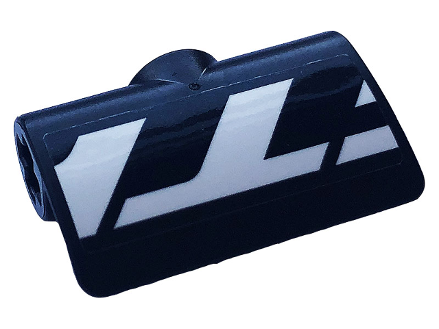 Lego Technic, Panel Curved 2 x 3 x 1 with White Letter 'T' and White Stripes Pattern (Sticker) - Set 42123