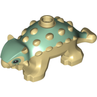 Lego Animal, Dinosaur, Ankylosaurus, Baby with Tan Spikes and Legs, Sand Green Eyes Print / Sand Green