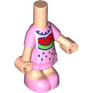 Lego Microdoll Body Short Dress Bright Pink, Watermelon Print / Light Nougat