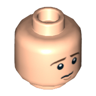Lego Minifig Head Frodo Baggins, Dual Sided, Brown Eyebrows Worried / Lopsided Smile Print [Hollow Stud]