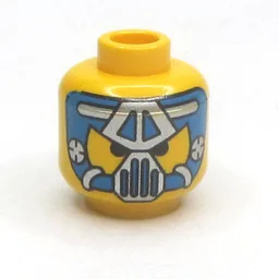 Minifig Head Hydronaut, Blue and Silver Mask Type 2 Print / Yellow