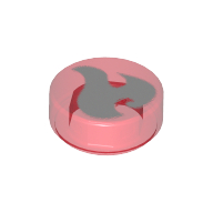 Lego Tile Round 1 x 1 with Fire Power Icon Print / Trans-Red