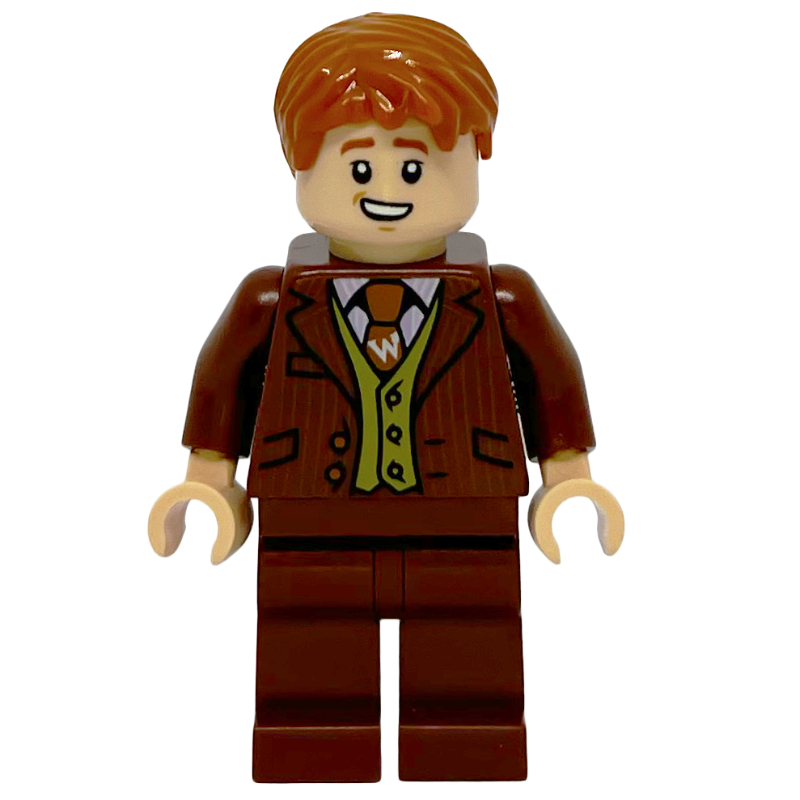 Lego George Weasley in Reddish Brown Suit, Dark Orange Tie