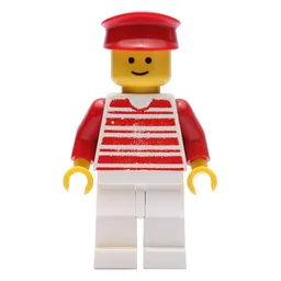 Man - Red/White Striped Shirt, Red Arms, White Legs, Red Hat