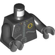 Lego Torso Jacket with 3 Zippers, Minifig Head Police Badge, Radio and Belt Print, Black Arms, Dark Bluish Gray Hands / Black