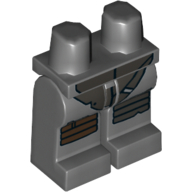 Lego Hips and Dark Bluish Gray Legs with Armor Plates, Dark Brown Right Knee Pad and Silver Left Knee Pad Print / Dark Bluish Gray