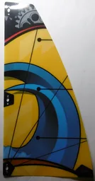 Sail, Triangular, Yellow with Wave and Gears Print