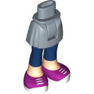 Lego Minidoll Hips and Short Skirt with Light Nougat Legs with Long Dark Blue Leggings, Magenta Shoes with White Laces Print / Sand Blue