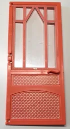 Scala Door 10 x 1 x 18 2/3 Mullioned with Fixed Trans-Clear Glass - Hinges with Lattice Panel Pattern on Both Sides (Stickers) - Set 3119 / Salmon