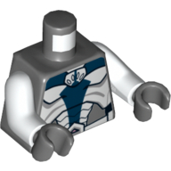 Lego Torso Armor, White and Dark Blue Plates Print (Umbaran Soldier), White Arms, Dark Bluish Gray Hands / Dark Bluish Gray