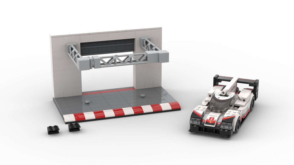 Lego 1:30 scale car Racing pit lane DISPLAY