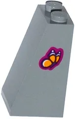 Slope 75 2 x 2 x 3 - Solid Studs with Bright Light Orange Butterfly on Magenta Background Pattern on Side (Slope Face to Left) (Sticker) - Set 41122