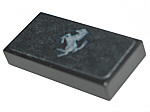 Lego Tile 1 x 2 with Ferrari Logo, Silver Horse, Horizontal Orientation Pattern (Sticker) - Set 8671
