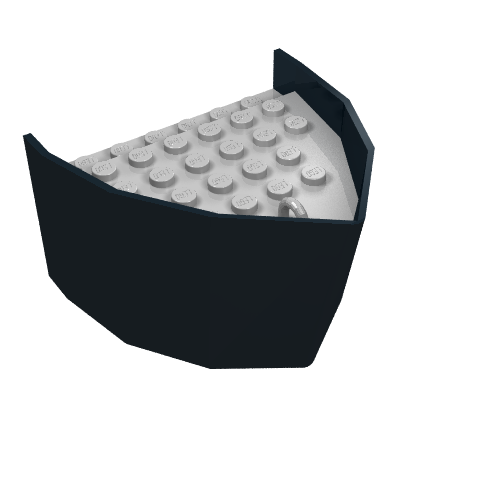 Lego Boat Hull Section, Bow 6 x 8 x 3 1/3 with Light Gray Deck / Black