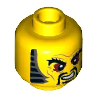 Minifig Head Chen, Bushy Eyebrows, Red Eyes, Moustache and Goatee, Sideburns, Wrinkles Print [Hollow Stud] / Yellow