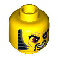 Lego Minifig Head Chen, Bushy Eyebrows, Red Eyes, Moustache and Goatee, Sideburns, Wrinkles Print [Hollow Stud] / Yellow