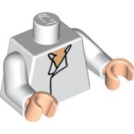 Lego Torso Shirt, Open Collar, Light Nougat Neck Print (Han Solo), White Arms, Light Nougat Hands / White