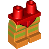 Lego Hips and Orange Legs with Red Leotard, Lime and Orange Stripes / Red