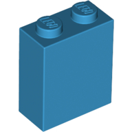 Lego Brick 1 x 2 x 2 with Inside Stud Holder / Dark Azure