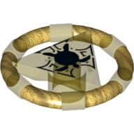 Lego Ring with Centre Triangle with Gold Bands and Turtle Print [Atlantis Key]