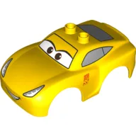 Duplo Car Body, 2 Top Studs and Spoiler with Cruz Ramirez Print / Yellow