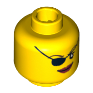 Lego Minifig Head Pirate, Eyepatch and Large Red Lips Print / Yellow
