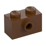 Brick Special 1 x 2 with 1 Center Stud on 1 Side, Bottom Stud Holder / Reddish Brown