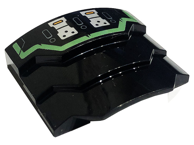 Lego Wedge 4 x 3 Stepped No Studs with Sand Green Stripe and Silver Hinges Pattern (Sticker) - Set 71736