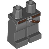 Lego Hips and Dark Bluish Gray Legs with Dark Brown Belt, Strap print / Dark Bluish Gray