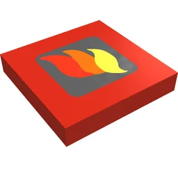 Tile 2 x 2 with Classic Fire Logo Small Print / Red