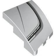 Brick Wedged, Curved 3 x 2 with Stud Notch Left with Black/Light Bluish Grey Hood Line Print