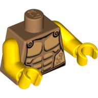 Lego Torso Armor with Gold Plated Muscles Outline Print (Spartan), Yellow Arms and Hands / Medium Nougat