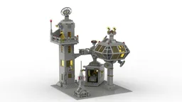 PCS201 Classic Space Watchtower and Surveillance Base with Elevator, Garage and Buggy