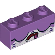 Brick 1 x 3 with Unikitty, Sleeping, Closed Eyes Print / Medium Lavender