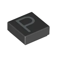 Tile 1 x 1 with letter Capital P Print / Black