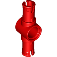 Lego Technic Pin Connector Hub with 2 Pins with Friction Ridges Lengthwise [Small Squared Pin Holes] / Red