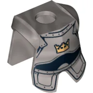 Minifig Neckwear Armor Breastplate with Leg Protection, Fantasy Era Crown Print / Pearl Light Gray