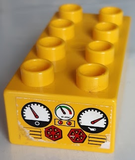 Lego Duplo, Brick 2 x 4 with Gauges and Air Vents Pattern on End (Sticker) - Set 7842