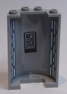 Lego Cylinder Half 2 x 4 x 5 with 1 x 2 Cutout with Vent Slots and Control Panel Pattern on Inside (Stickers) - Set 75190