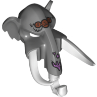 Lego Mask Mammoth with White Tusks, Copper Pendants and Purple Sinew Patches on Proboscis Print / Dark Bluish Gray