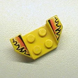 Mudguard 2 x 4 with 2 x 2 Studs and Flared Wings, Black/Orange/White Flames Print / Yellow